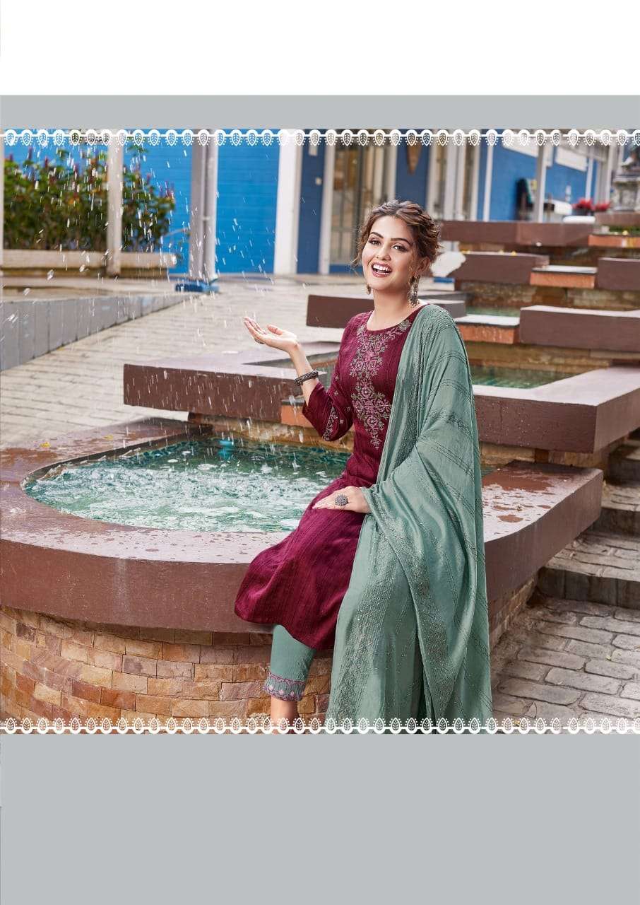 Manas Fab-  Sparkle Vol.2-Fabrics- Chinon Weaving-Embroidery-work-Kurti-Handwork-Full Inner-Rayon Slub Lycra-Pant-Chanderi Viscose-Crochet Work-Dupatta-1008